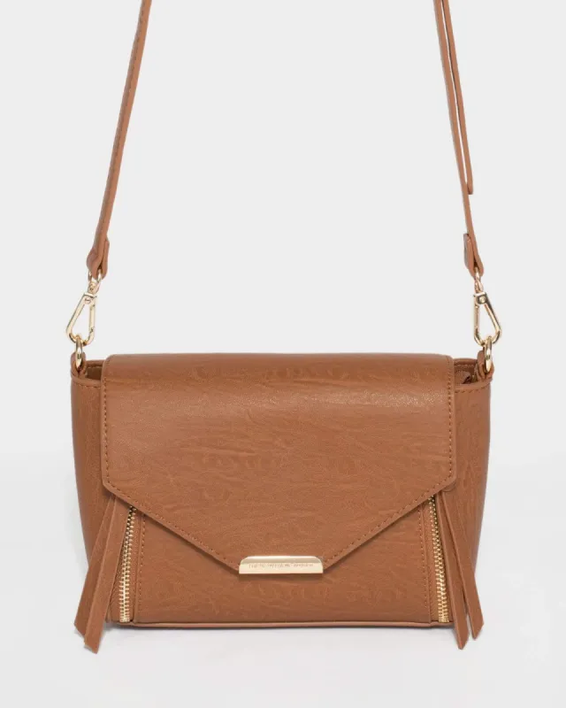 Tan Lydia Zip Crossbody Bag sold by Collete Hayman