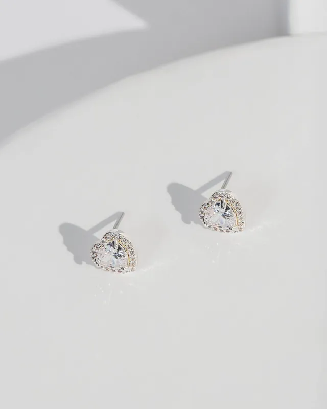 Crystal Pave Cubic Zirconia Heart Stud Earrings sold by Collete Hayman