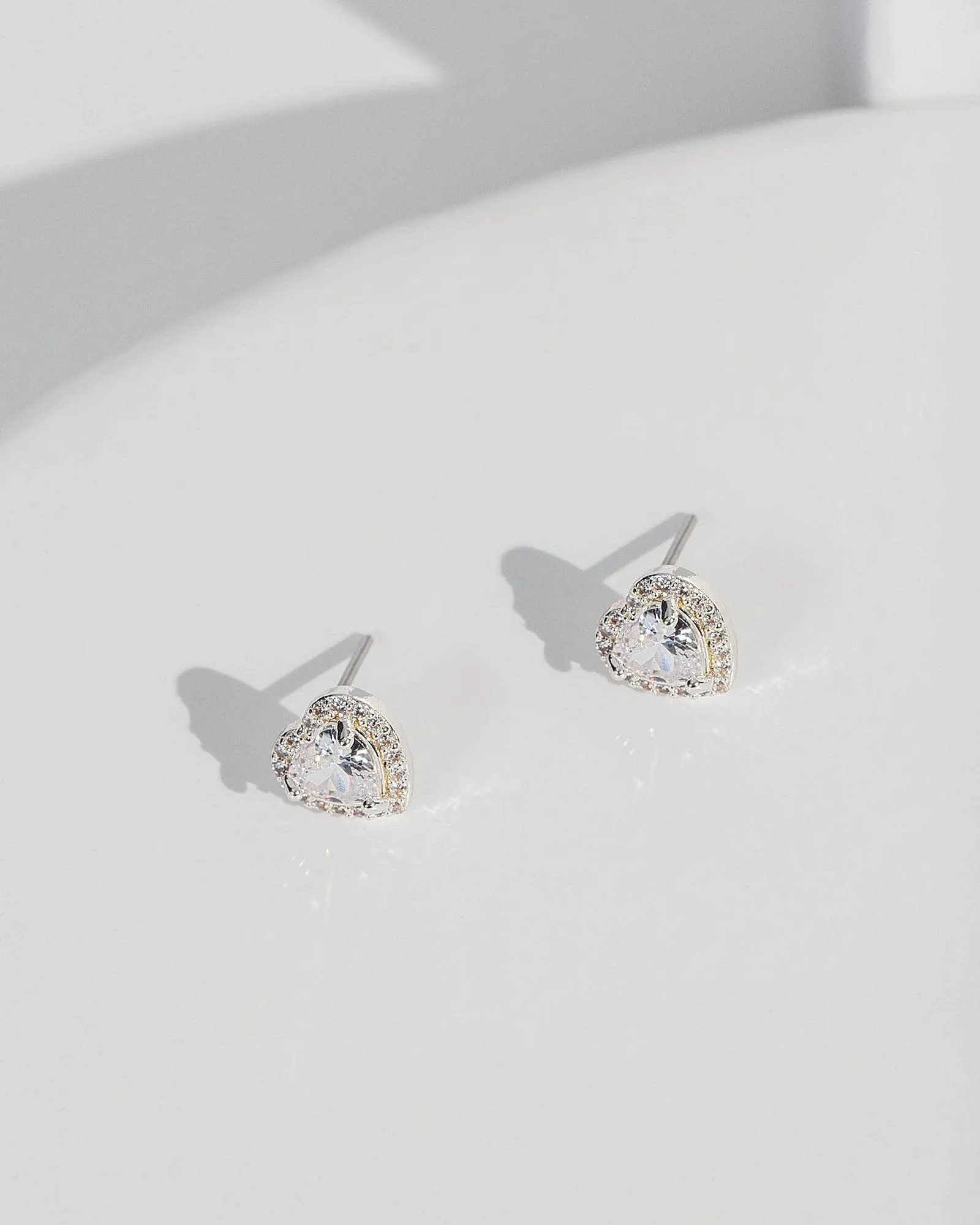Crystal Pave Cubic Zirconia Heart Stud Earrings sold by Collete Hayman