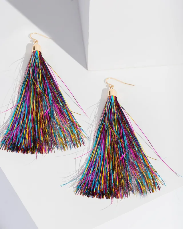 Multi Colour Tinsel Tassel Earrings sold by Collete Hayman