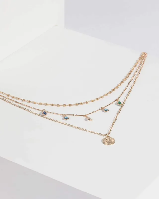 Blue Multi Crystal Pendant Necklace sold by Collete Hayman