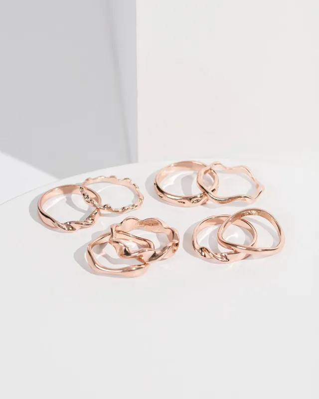 Rose Gold Wavy Multi Ring Pack sold by Collete Hayman