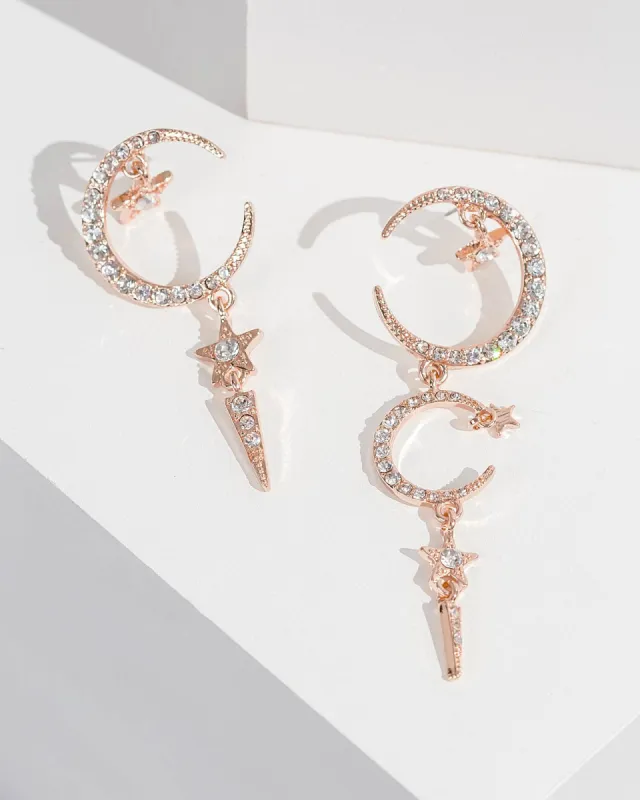 Rose Gold Crescent Drop Earrings made by Collete Hayman