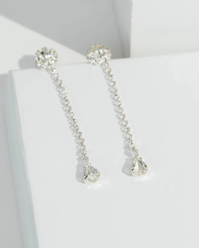 Silver Diamante Chain Tear Drop Earrings sold by Collete Hayman