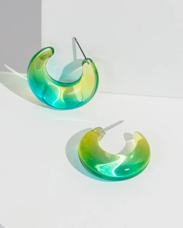 Green See Through Small Hoop Earrings sold by Collete Hayman