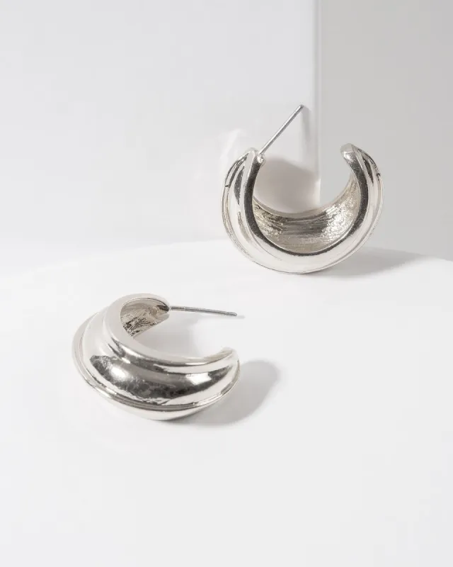 Silver Textured Hoop Earrings sold by Collete Hayman
