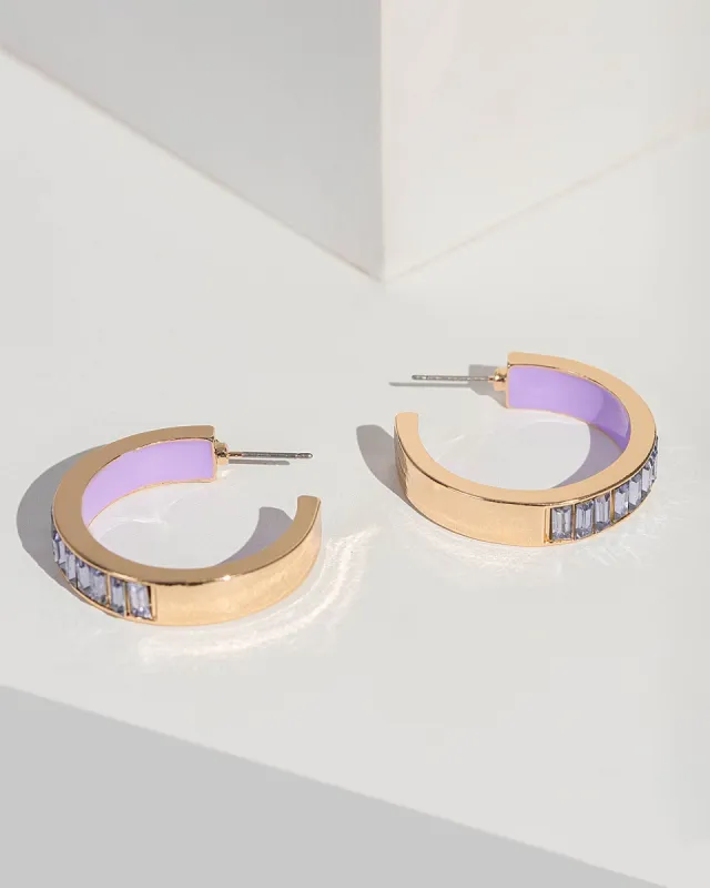 Purple Enamel Crystal Hoop Earrings sold by Collete Hayman