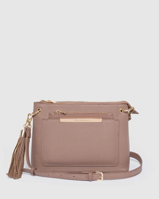 Taupe Sophia Crossbody Bag sold by Collete Hayman