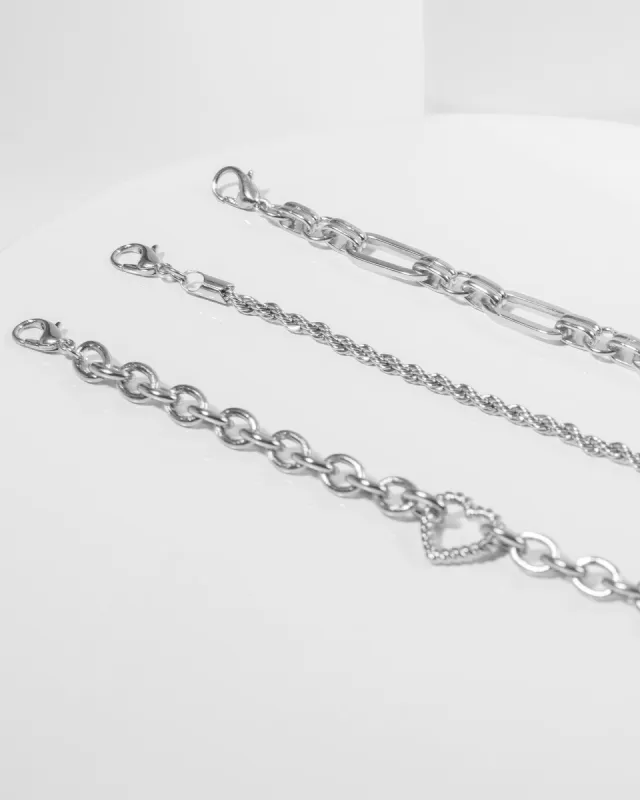 Silver Heart Chain Bracelet Pack sold by Collete Hayman