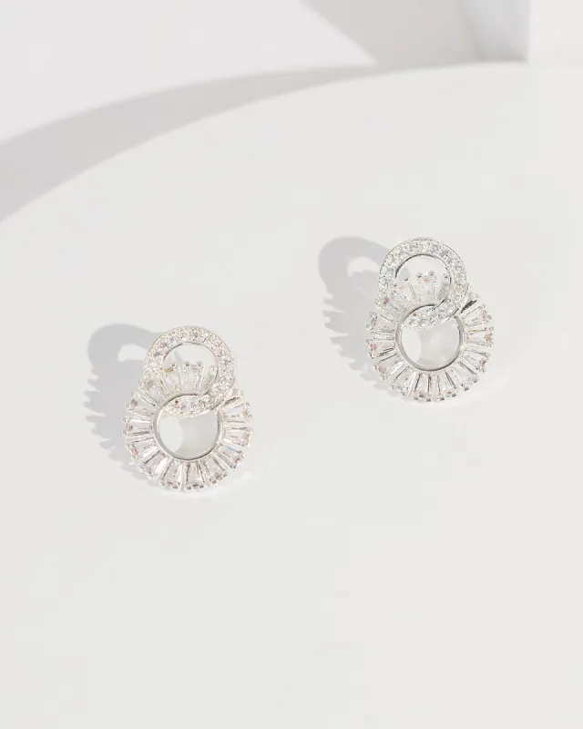 Silver Cubic Zirconia Looped Drop Earrings sold by Collete Hayman