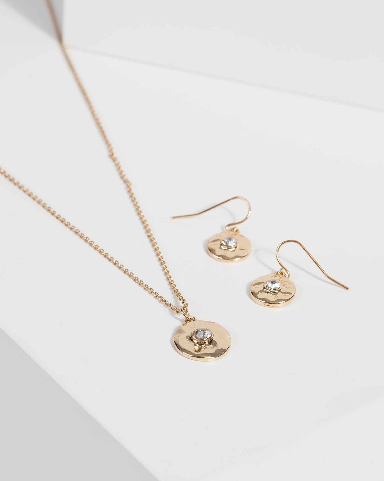 Gold Diamante Matching Necklace and Earring Set sold by Collete Hayman