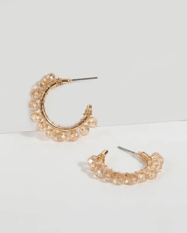 Gold Bead Wrapped Hoop Earrings sold by Collete Hayman