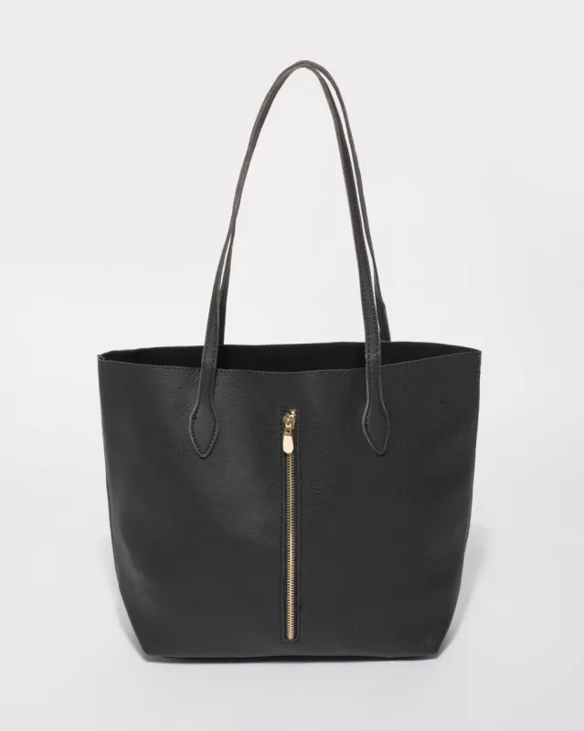 Black Medium Basic Zip Tote Bag sold by Collete Hayman