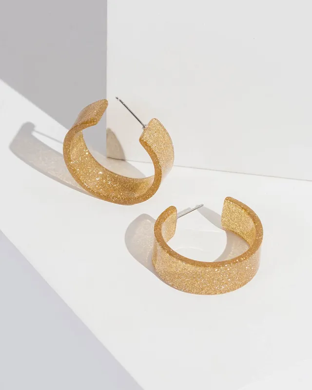 Gold Glitter Hoop Earrings sold by Collete Hayman