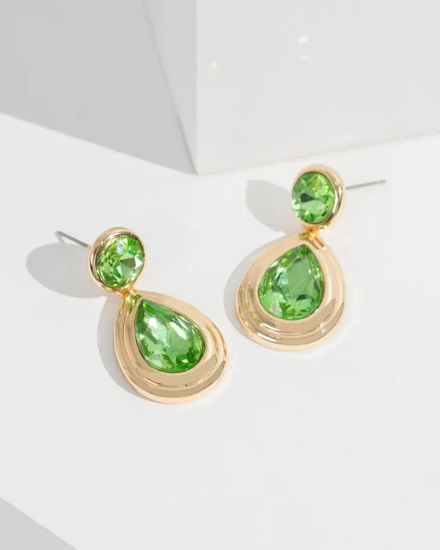 Green Framed Tear Drop Earrings sold by Collete Hayman