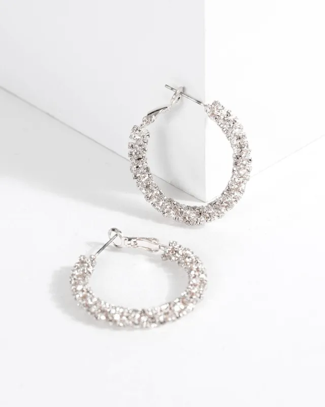 Silver 35mm Crystal Hoop Earrings sold by Collete Hayman