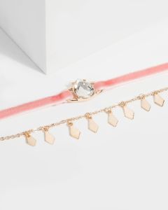 Pink Velvet Pendant Drop Choker sold by Collete Hayman