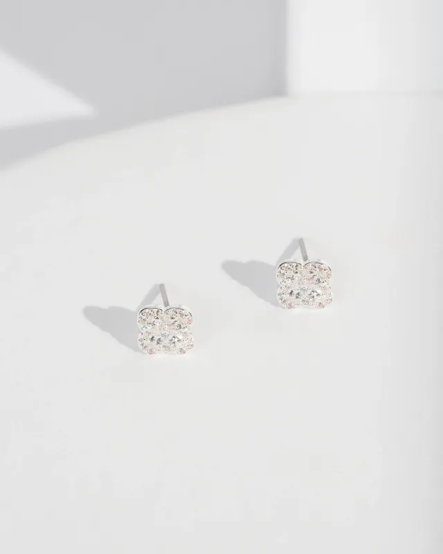 Crystal Clover Cubic Zirconia Stud Earrings sold by Collete Hayman