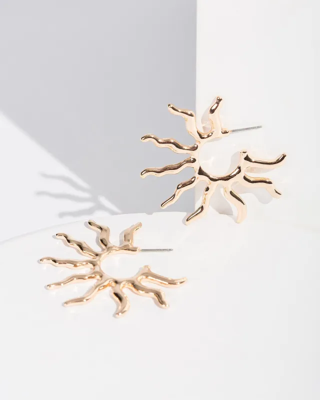 Gold Sun Rays Statement Earrings sold by Collete Hayman