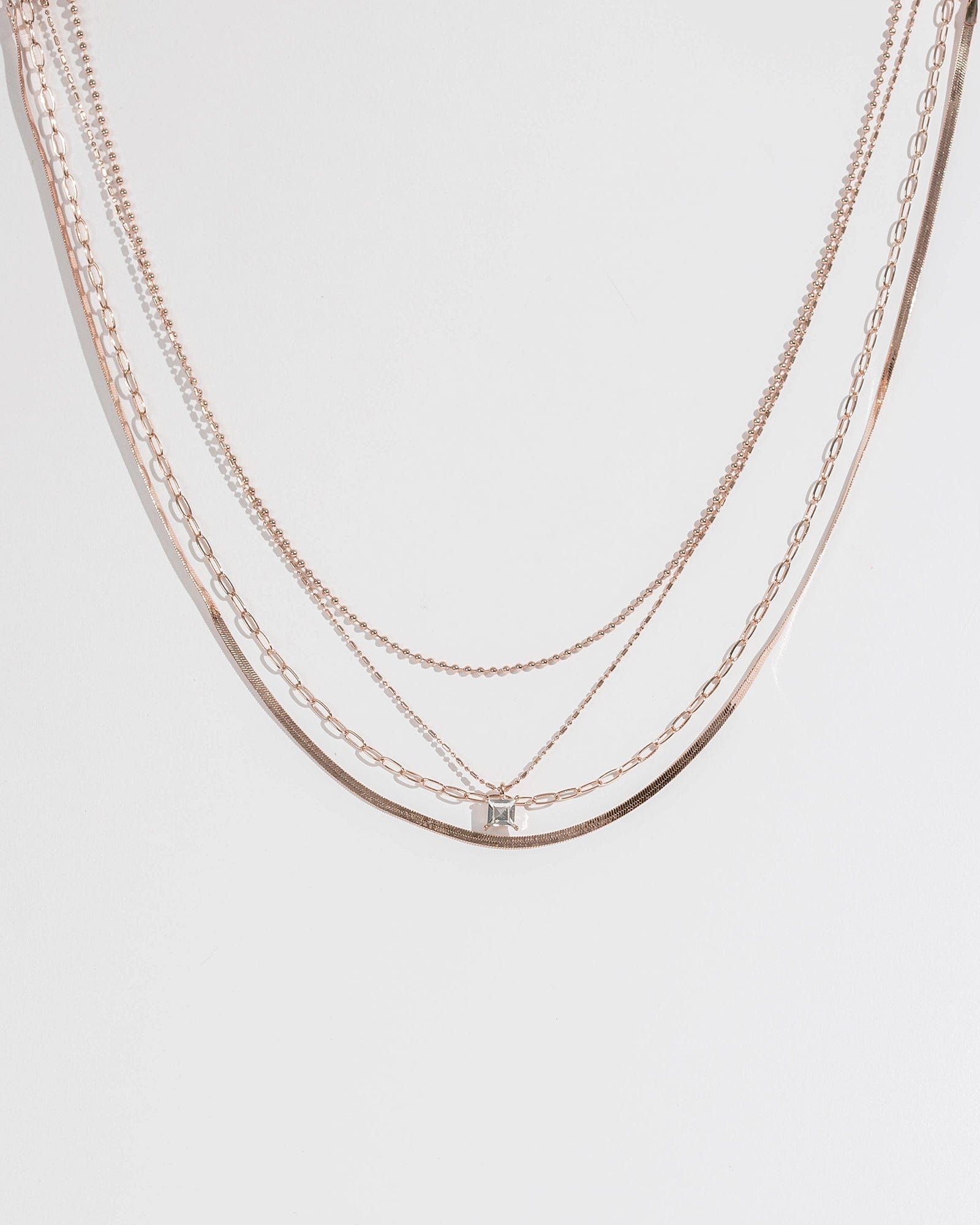 Rose Gold Layered Crystal Pendant Necklace sold by Collete Hayman