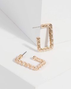 Gold Pearl Rectangle Earrings sold by Collete Hayman