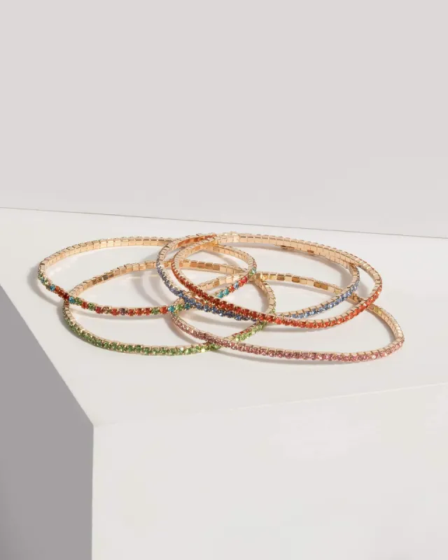 Gold Diamante Stretch Bracelet Set sold by Collete Hayman