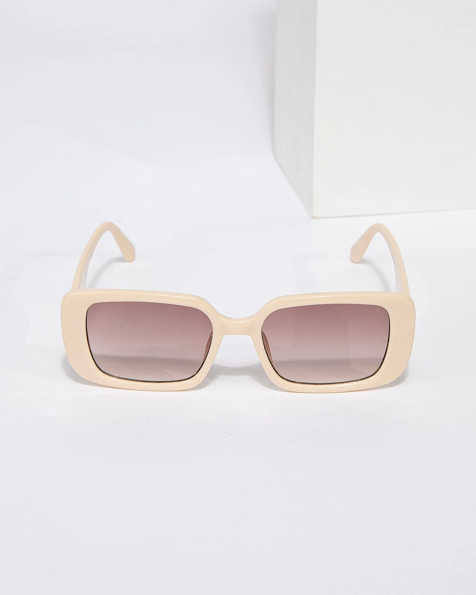 Nude Rectangle Thin Framed Sunglasses sold by Collete Hayman