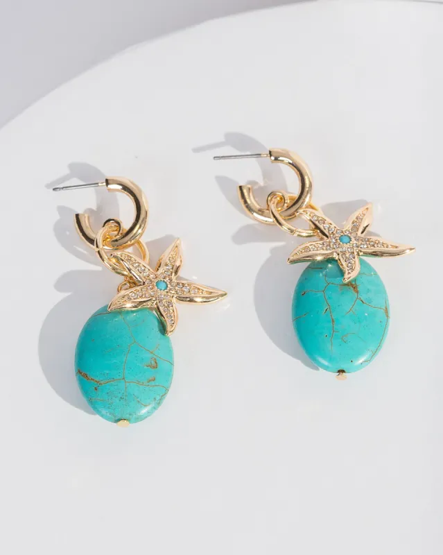 Blue Starfish Hoop Earrings sold by Collete Hayman