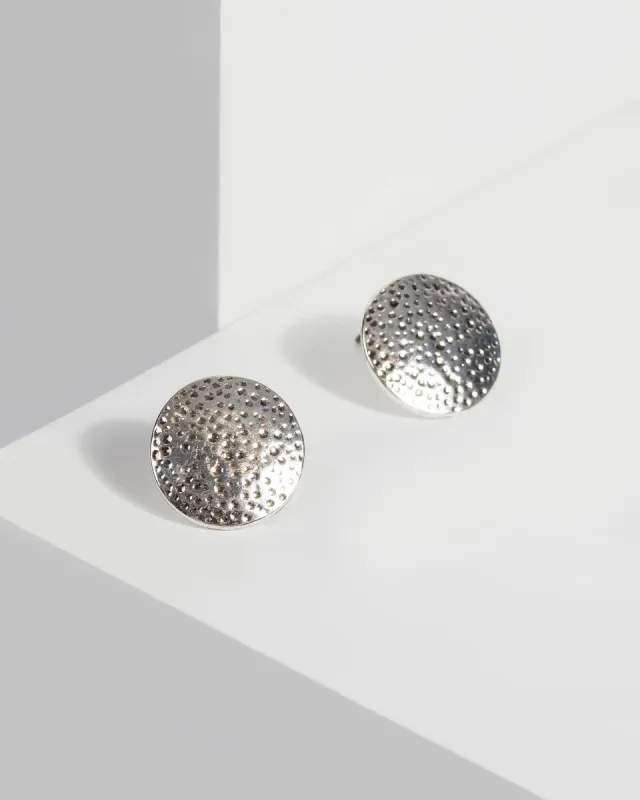 Silver Disc Textured Stud Earrings sold by Collete Hayman