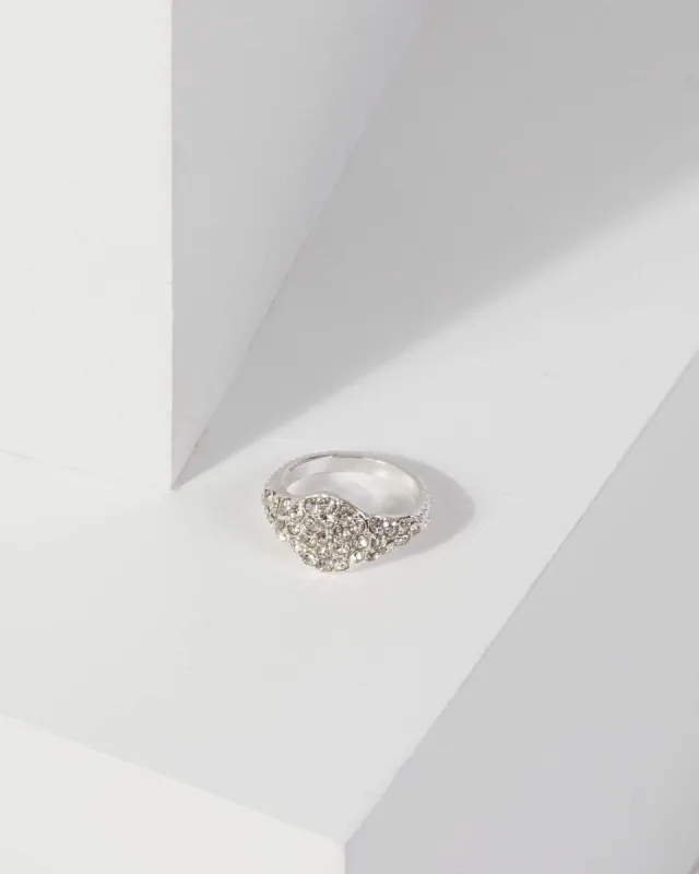 White Gold Band with Covered Diamante Pinky Ring sold by Collete Hayman