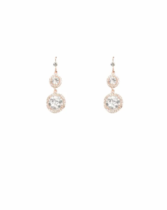 Double Round Diamante Drop Earrings sold by Collete Hayman