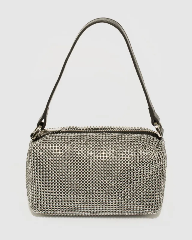 Gunmetal Monica Crystal Shoulder Bag sold by Collete Hayman