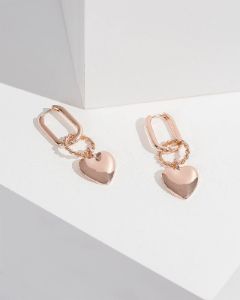 Rose Gold Heart Pendant Hoop Earrings sold by Collete Hayman