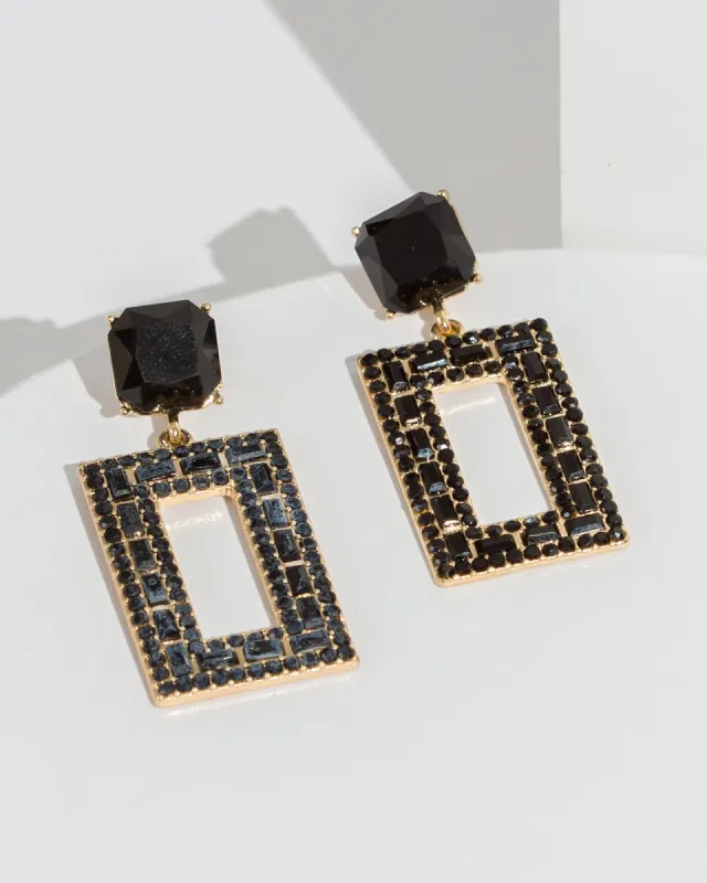 Black Pave Rectangle Earrings sold by Collete Hayman