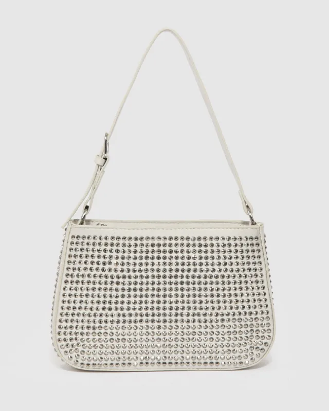 Silver Camila Crystal Shoulder Bag sold by Collete Hayman
