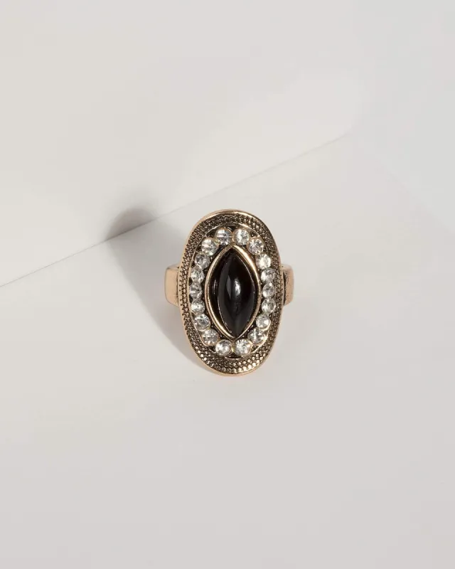 Black Statement Pave Stone Ring sold by Collete Hayman