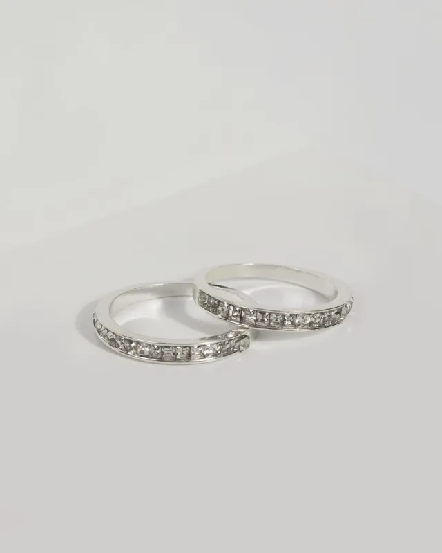 Crystal Silver Tone Metal Band Ring Pack  - Small sold by Collete Hayman