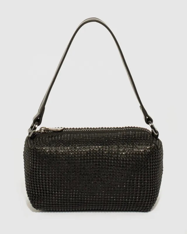Black Monica Crystal Shoulder Bag sold by Collete Hayman