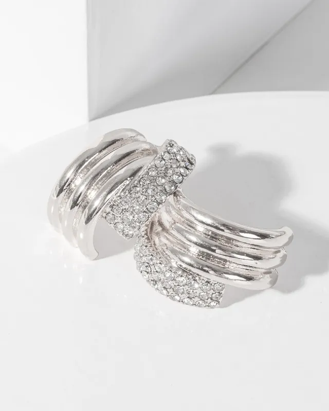 Silver Pave Cross Over Stud Earrings sold by Collete Hayman