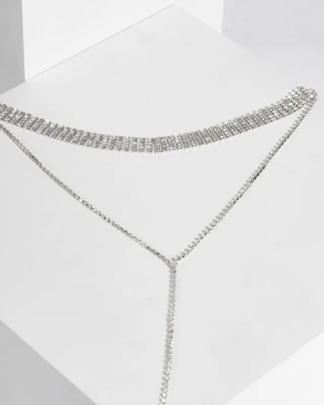 Silver Choker Diamante Drop Necklace sold by Collete Hayman