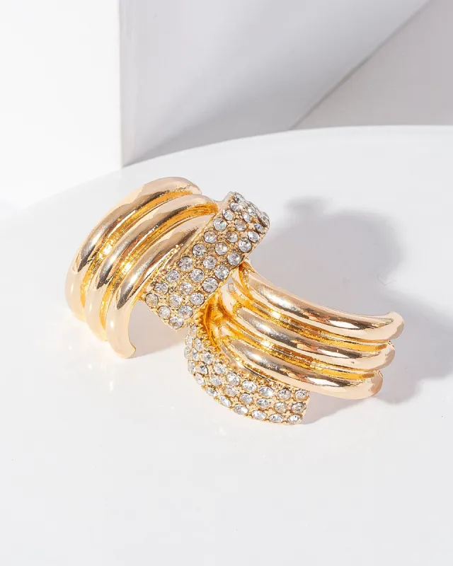 Gold Pave Cross Over Stud Earrings sold by Collete Hayman