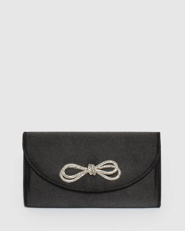 Black Mia Bow Clutch Bag sold by Collete Hayman