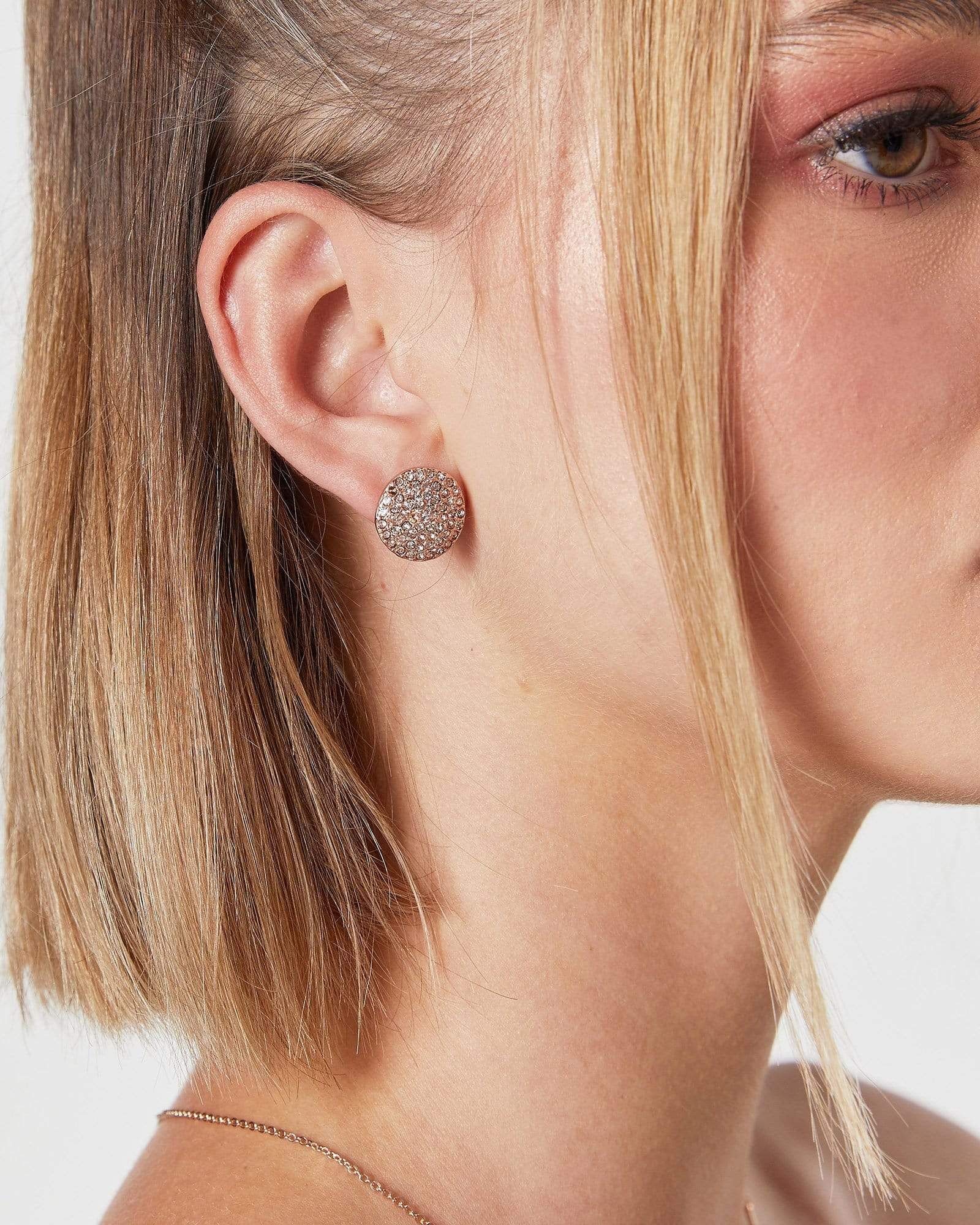 Silver Cubic Zirconia Pave Disc Stud Earrings sold by Collete Hayman product image thumbnail 2