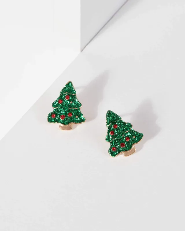 Glitter Christmas Tree Stud Earrings sold by Collete Hayman