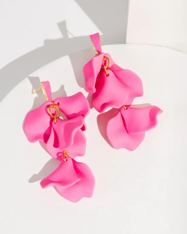 Pink Fabric Petal Stud Earrings sold by Collete Hayman