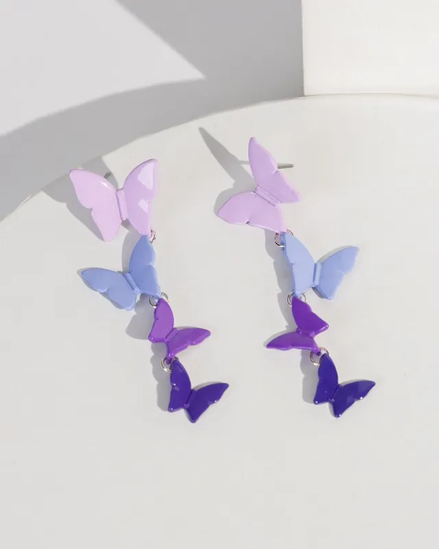 Purple Multi Butterfly Drop Earrings sold by Collete Hayman