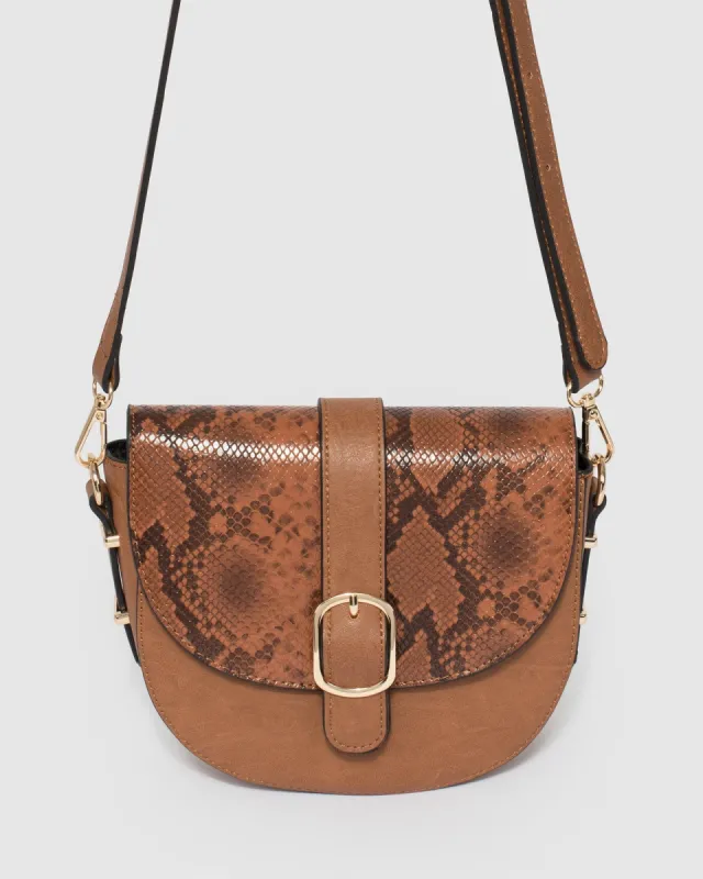 Dhana Buckle Tan Crossbody Bag sold by Collete Hayman