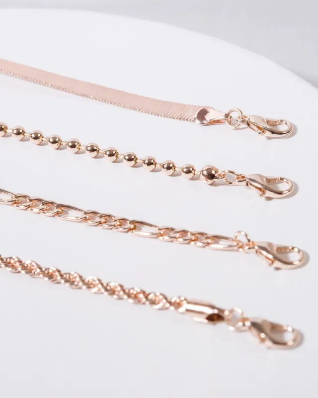Rose Gold 4  Pack Flat Chain Multi Bracelet sold by Collete Hayman