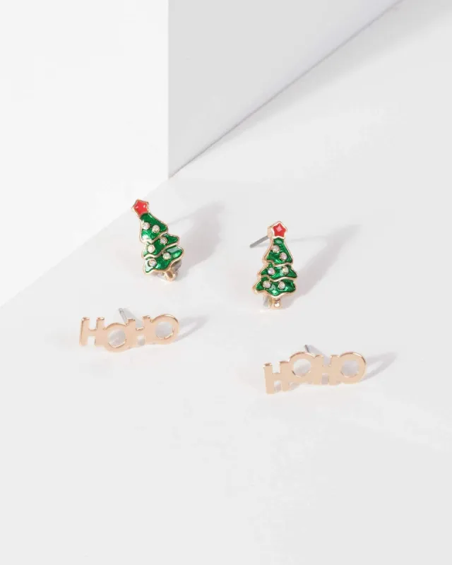 Hoho And Christmas Tree Earrings sold by Collete Hayman