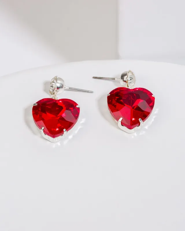 Red Crystal Heart Stud Earrings sold by Collete Hayman